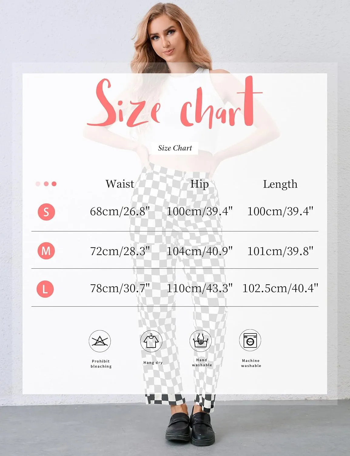 Womens Checkered Pants Zip Off Plaid Gingham Pants Casual Elastic High Waist Straight Leg Jeans with Pockets