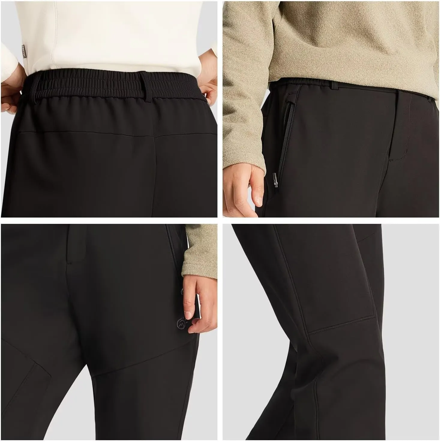 Women's Hiking Cargo Pants Waterproof Fleece Quick-Dry Softshell Slim with with Pockets for Camping Trekking Travel