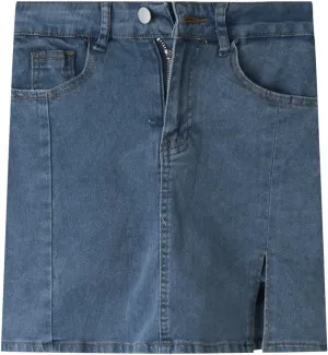 Womens Jeans High Waisted Skirt Side Slit with High Waisted Jean Shorts Stretchy