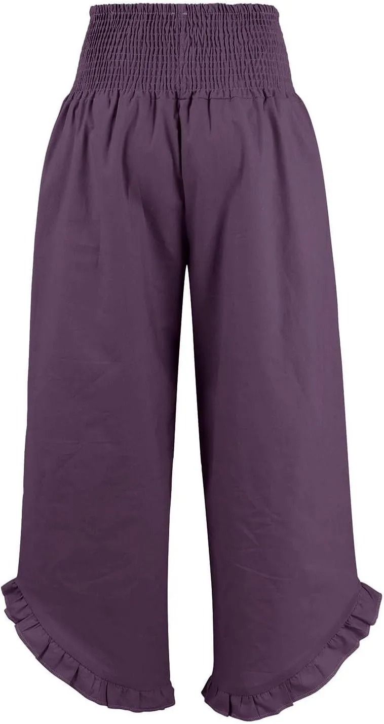 Womens Linen Pants Summer Casual Loose High Waisted Pleated Irregular Wide Leg Trousers for Casual Travel