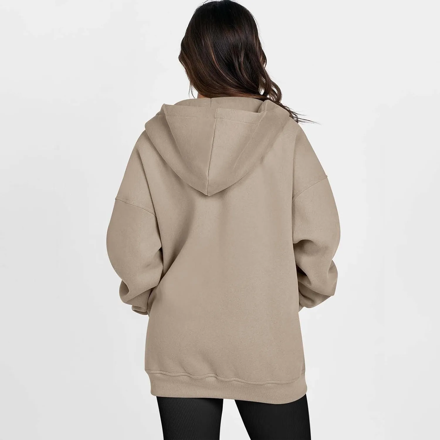 Women's Long Sleeve Hoodie Full Zip Up Hooded Sweatshirts Solid Pockets Jacket Trendy Daily Party Shacket for Women