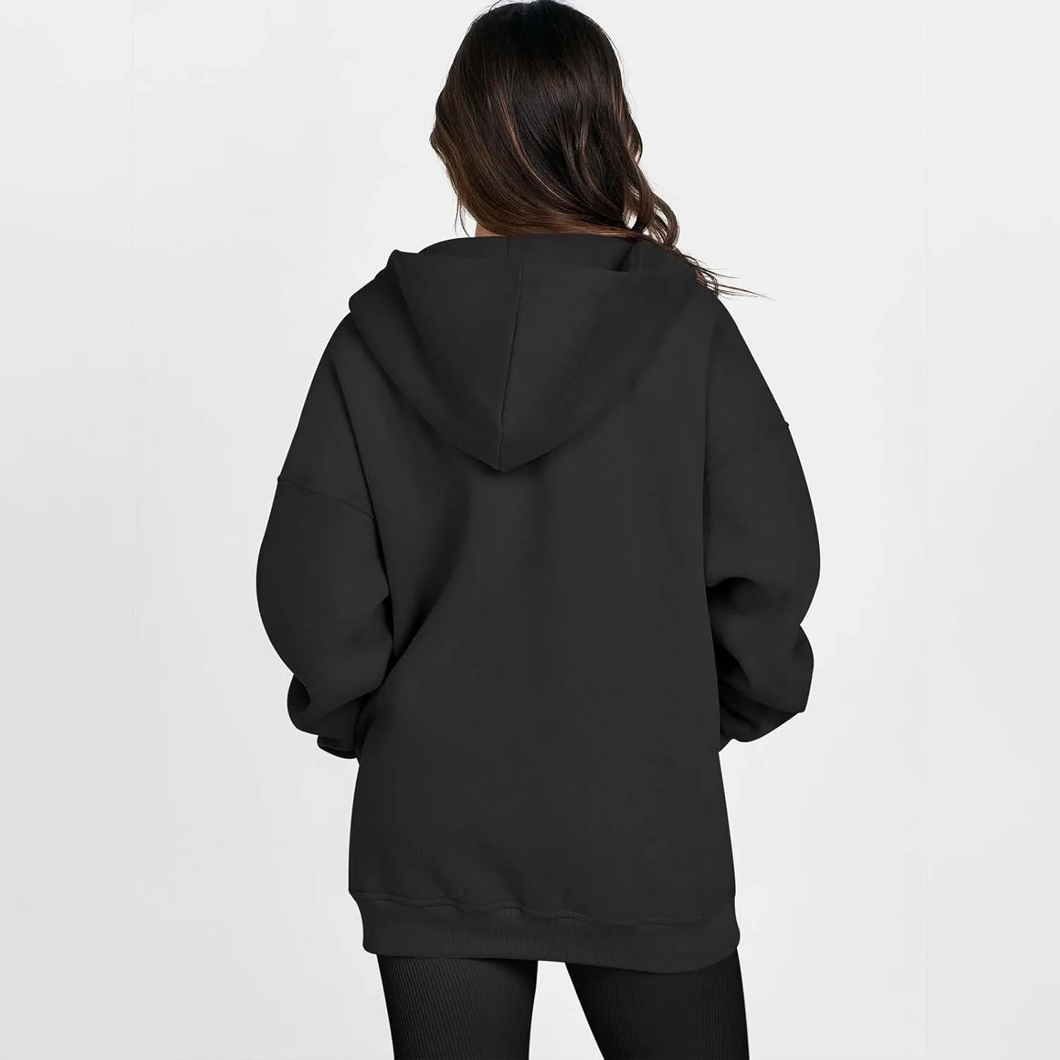 Women's Long Sleeve Hoodie Full Zip Up Hooded Sweatshirts Solid Pockets Jacket Trendy Daily Party Shacket for Women