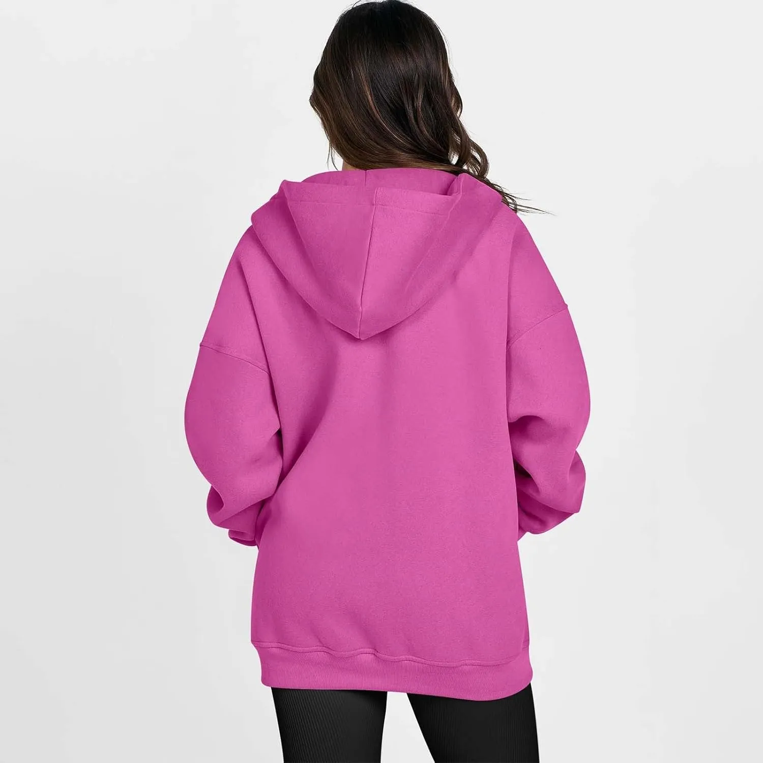 Women's Long Sleeve Hoodie Full Zip Up Hooded Sweatshirts Solid Pockets Jacket Trendy Daily Party Shacket for Women