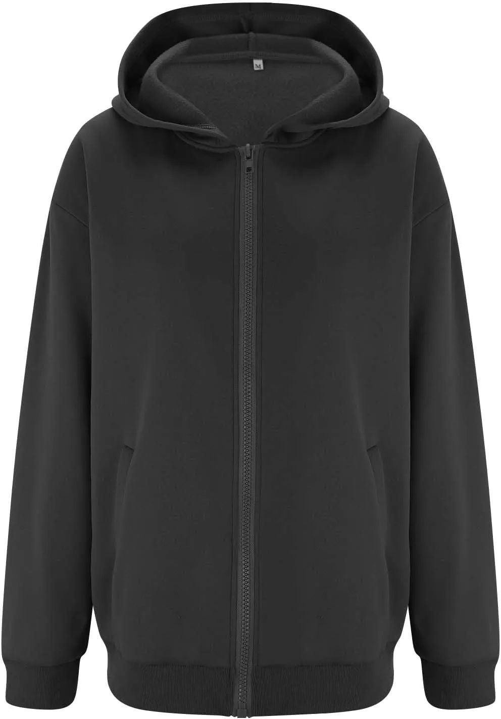 Women's Long Sleeve Hoodie Full Zip Up Hooded Sweatshirts Solid Pockets Jacket Trendy Daily Party Shacket for Women