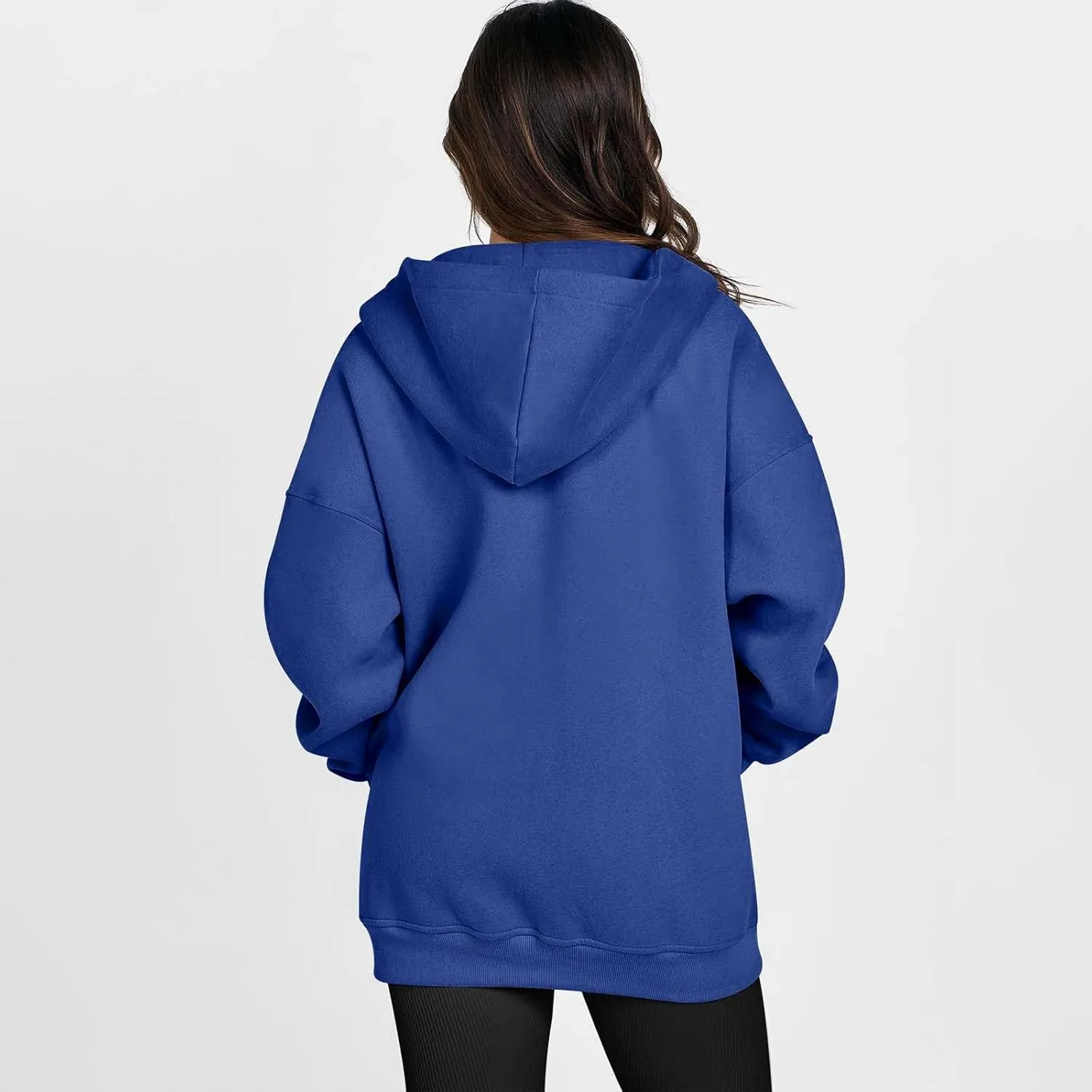 Women's Long Sleeve Hoodie Full Zip Up Hooded Sweatshirts Solid Pockets Jacket Trendy Daily Party Shacket for Women