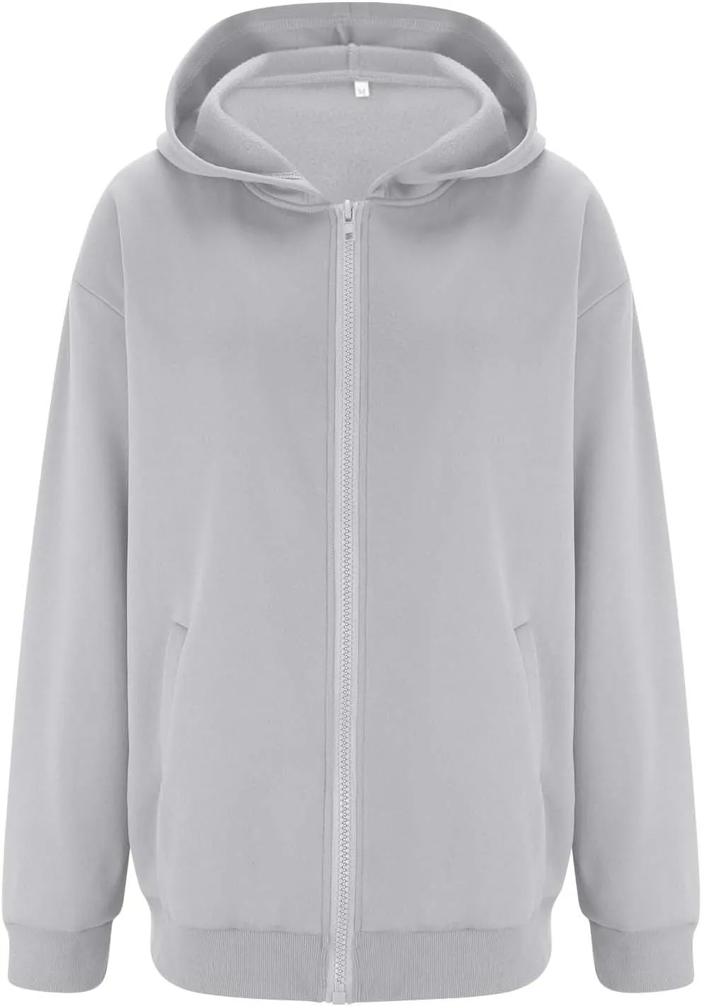 Women's Long Sleeve Hoodie Full Zip Up Hooded Sweatshirts Solid Pockets Jacket Trendy Daily Party Shacket for Women