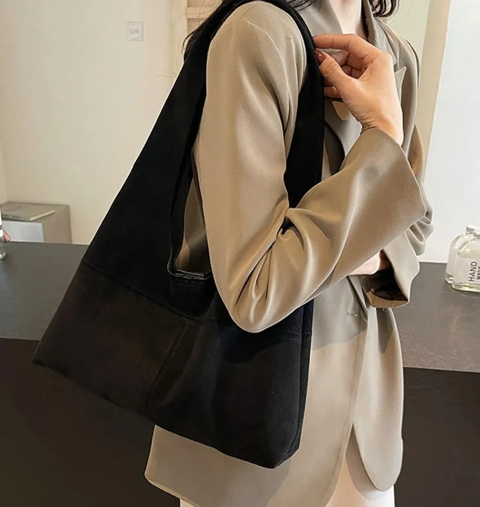 Women's Retro Tote Bags Vegan Leather Slouchy Bag Hobo Handbag Suede PU Purse Bag Work Office Handbag 2024