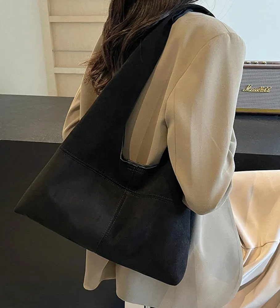 Women's Retro Tote Bags Vegan Leather Slouchy Bag Hobo Handbag Suede PU Purse Bag Work Office Handbag 2024