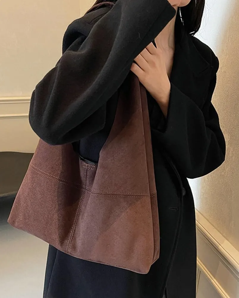 Women's Retro Tote Bags Vegan Leather Slouchy Bag Hobo Handbag Suede PU Purse Bag Work Office Handbag 2024