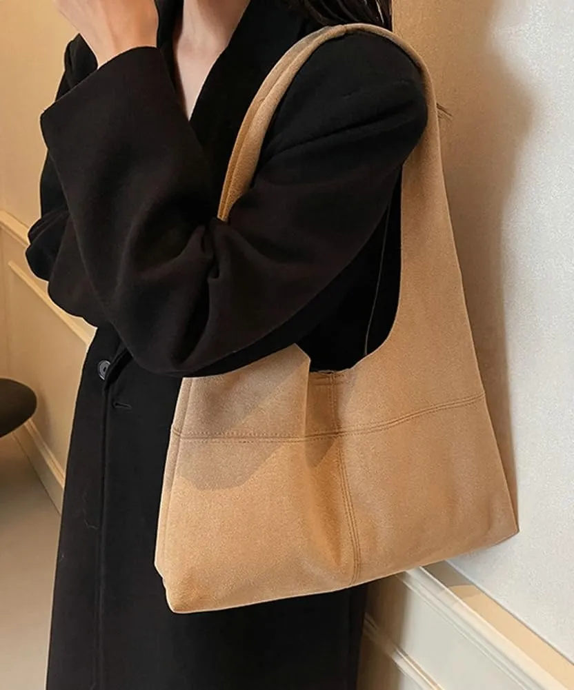 Women's Retro Tote Bags Vegan Leather Slouchy Bag Hobo Handbag Suede PU Purse Bag Work Office Handbag 2024