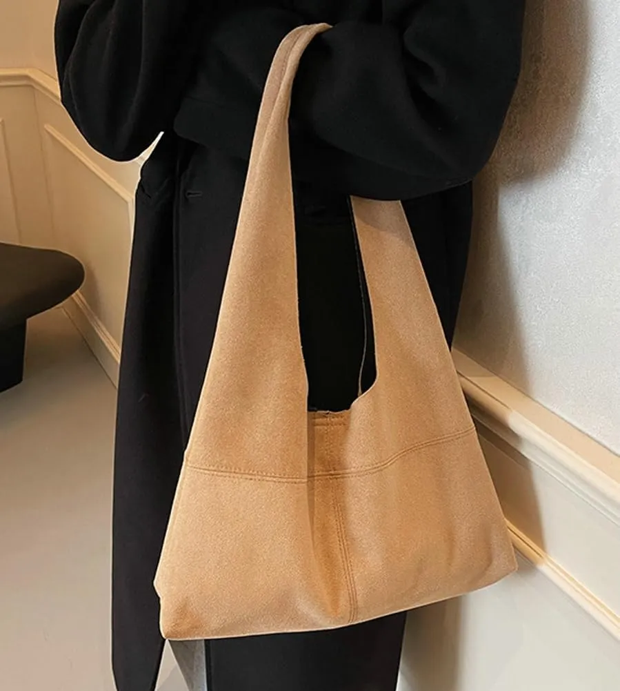 Women's Retro Tote Bags Vegan Leather Slouchy Bag Hobo Handbag Suede PU Purse Bag Work Office Handbag 2024