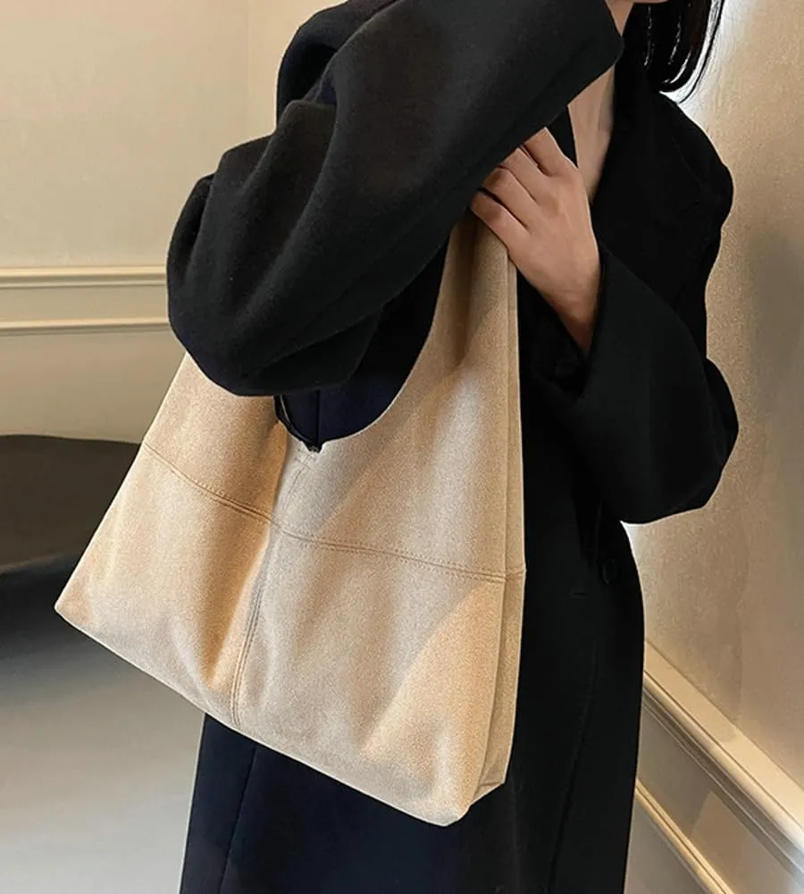 Women's Retro Tote Bags Vegan Leather Slouchy Bag Hobo Handbag Suede PU Purse Bag Work Office Handbag 2024