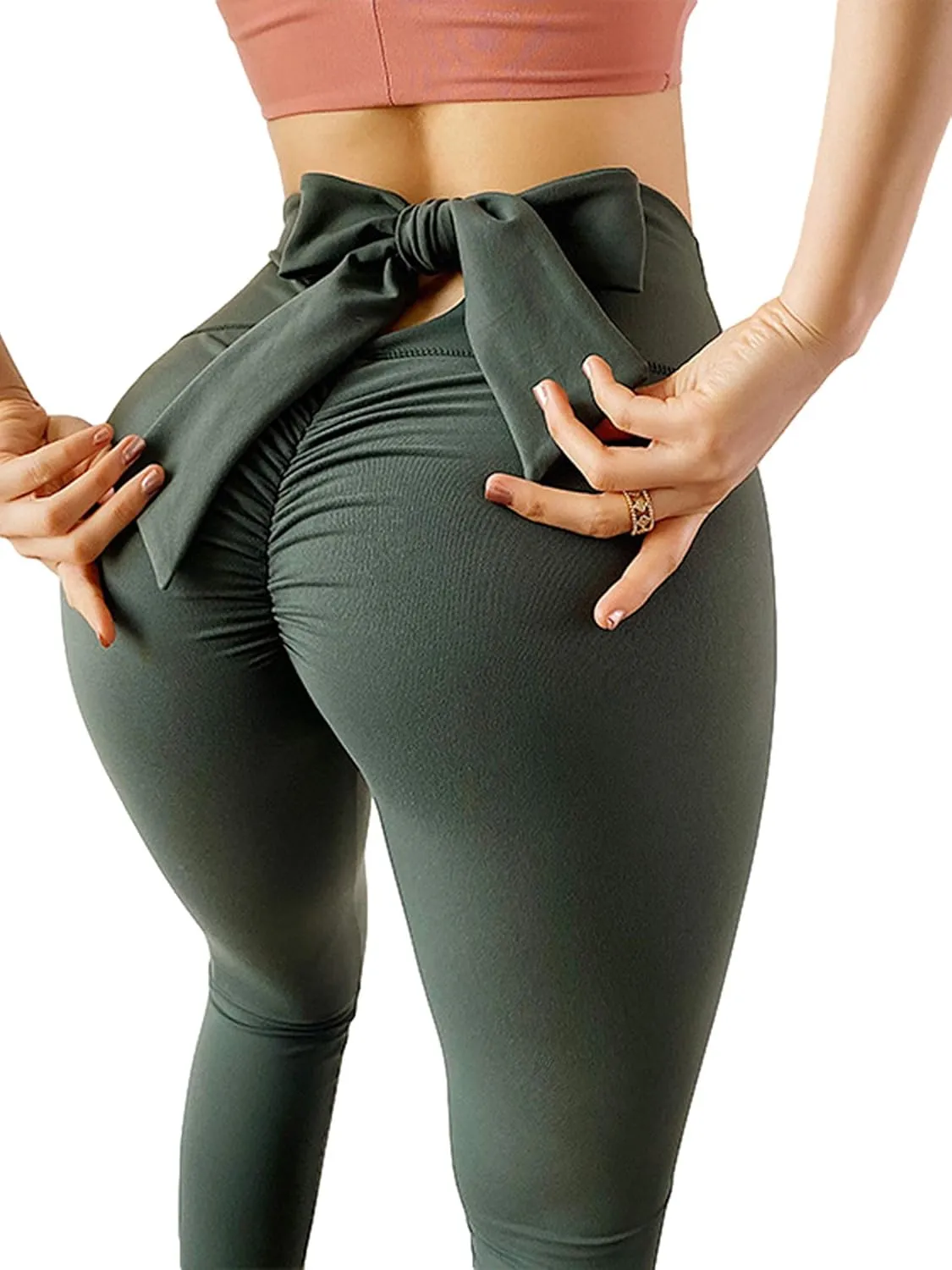 Women's Tummy Control Yoga Pants High Waist Bow Butt Lift Sweatpants Workout Jogging Leggings Trousers