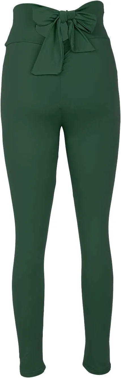 Women's Tummy Control Yoga Pants High Waist Bow Butt Lift Sweatpants Workout Jogging Leggings Trousers