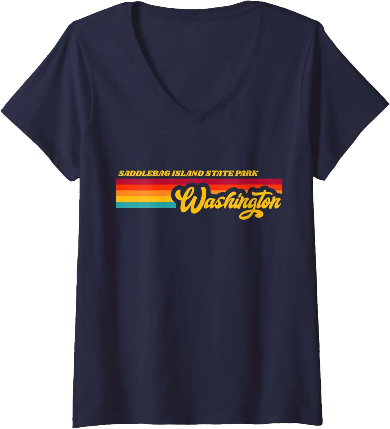 Womens Washington SADDLEBAG ISLAND State Park V-Neck T-Shirt
