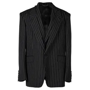 WOOL GABARDINE DOUBLE FRONT SINGLE BREASTED JACKET / BLACK ST