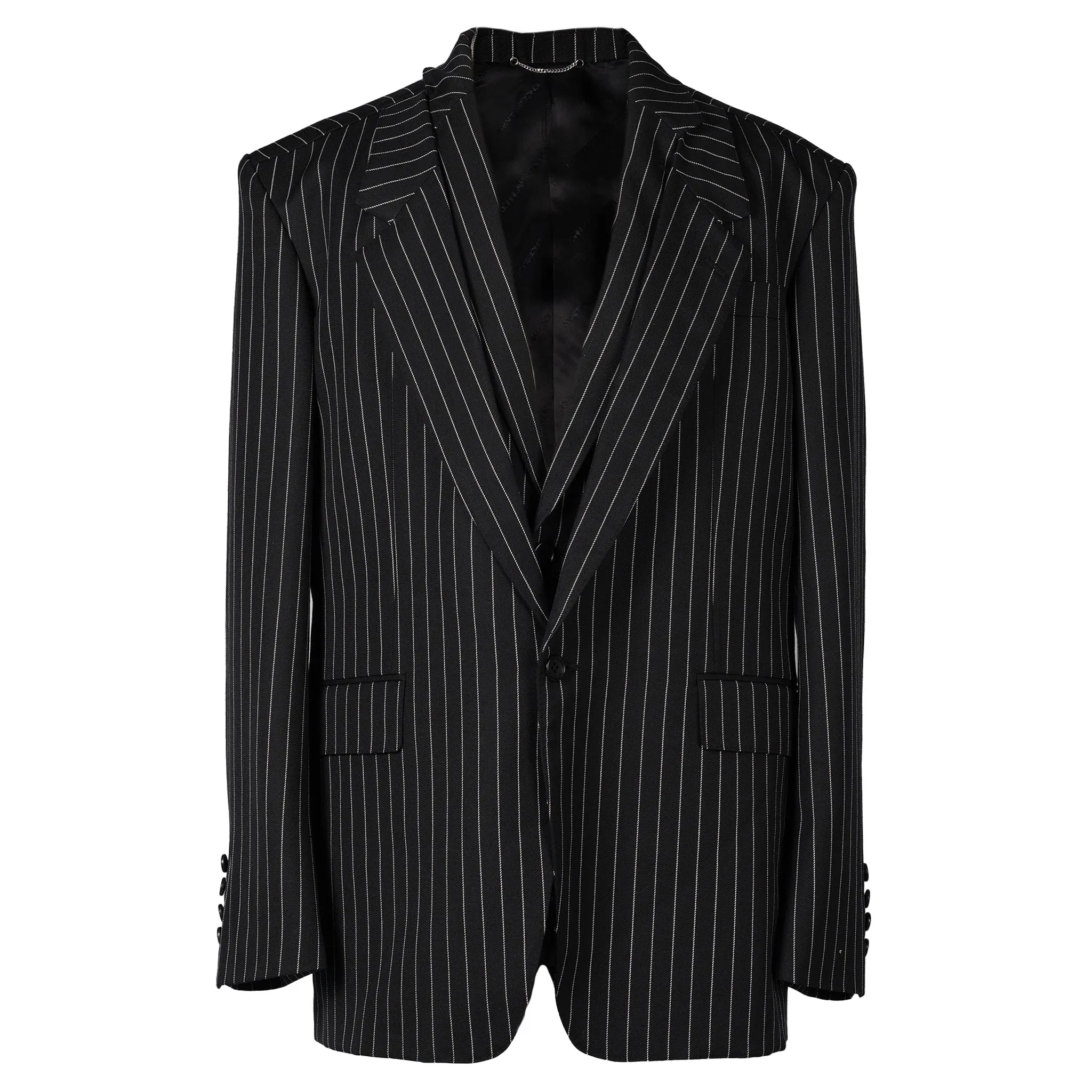 WOOL GABARDINE DOUBLE FRONT SINGLE BREASTED JACKET / BLACK ST