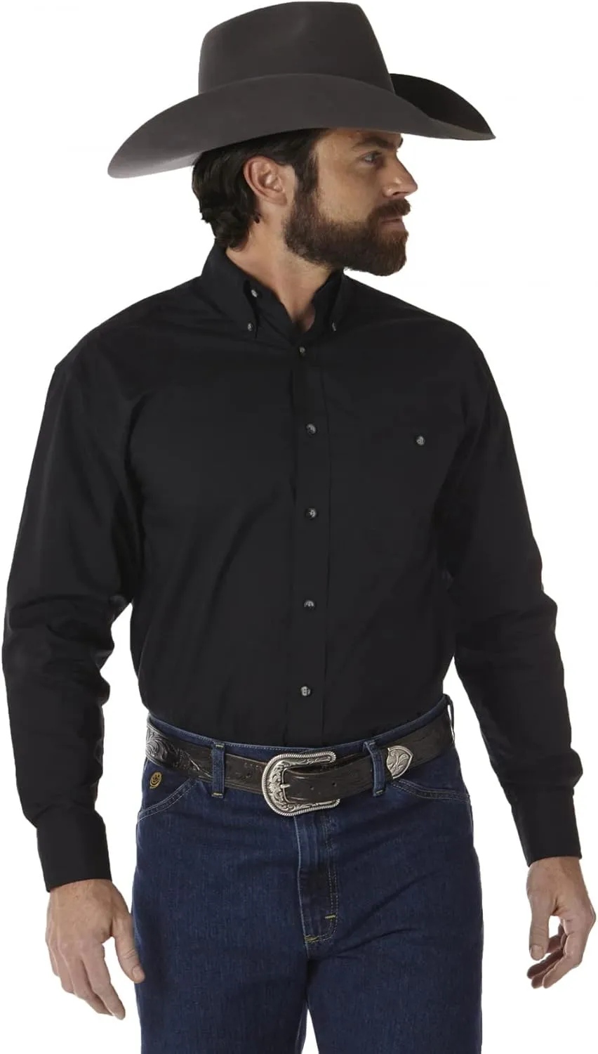Wrangler Men's Long Sleeve Button Down One Pocket Shirt