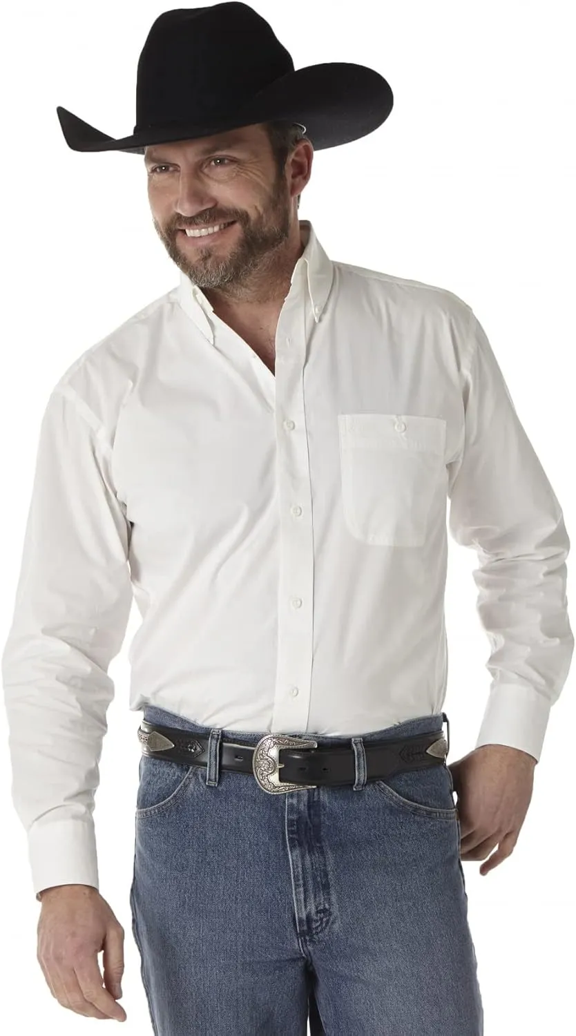 Wrangler Men's Long Sleeve Button Down One Pocket Shirt