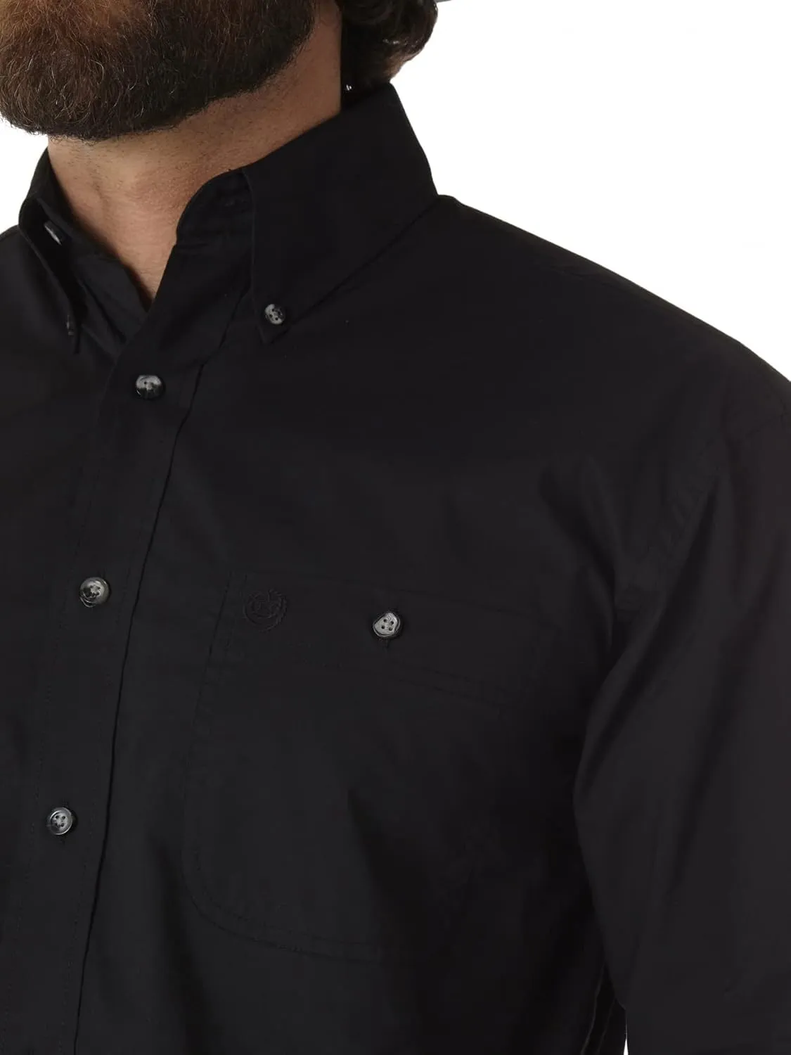 Wrangler Men's Long Sleeve Button Down One Pocket Shirt