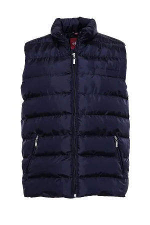 WSS Zippered Pockets Quilted Navy Blue Men Winter Down Vest  - Singen