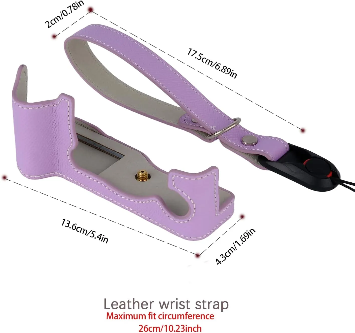 X-T5 Camera Case, Bowan Handmade Genuine Real Leather Half Camera Case Bag Cover for Fujifilm Fuji X-T5 X-T5 Camera Bottom Opening Version   Hand Strap (Purple)