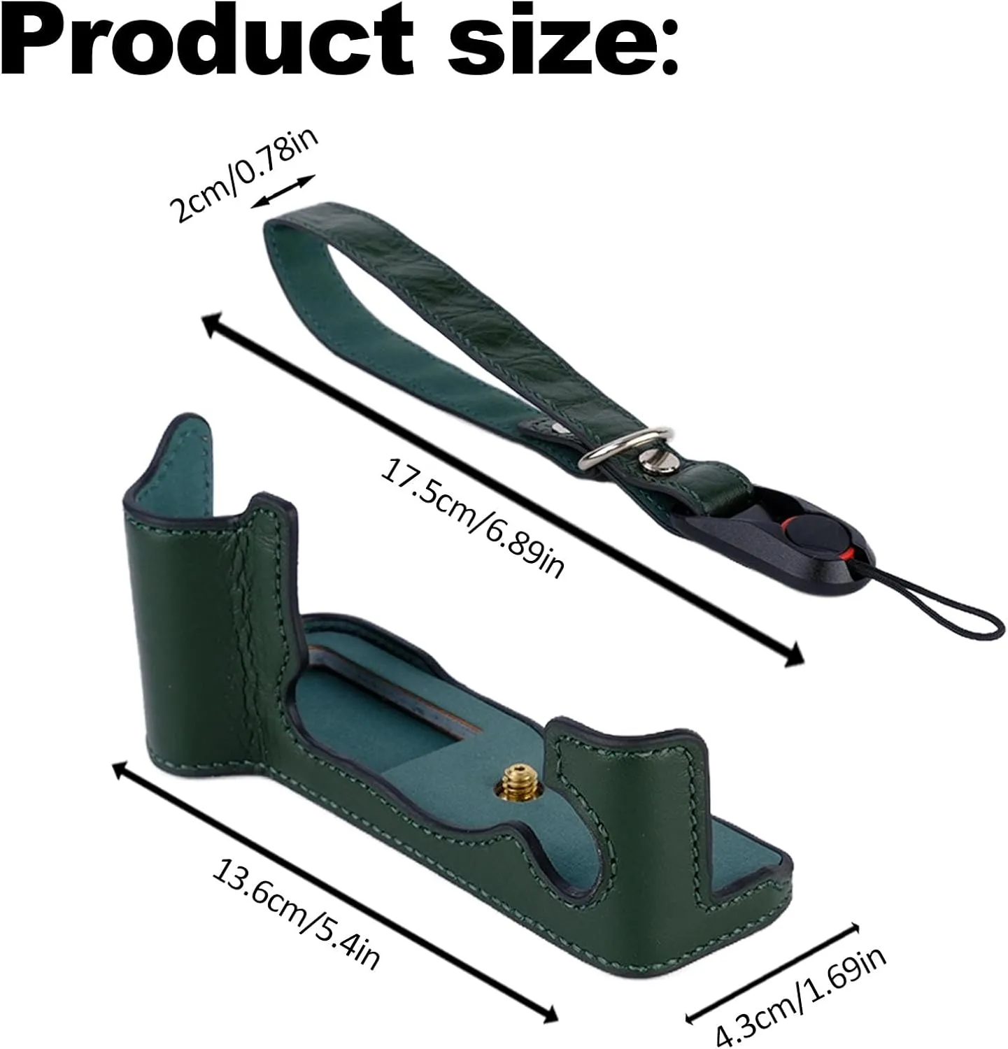 X-T5 Camera Case, Bowan Handmade Genuine Real Leather Half Camera Case Bag Cover for Fujifilm Fuji X-T5 X-T5 Camera Bottom Opening Version   Hand Strap (Vintage Green)