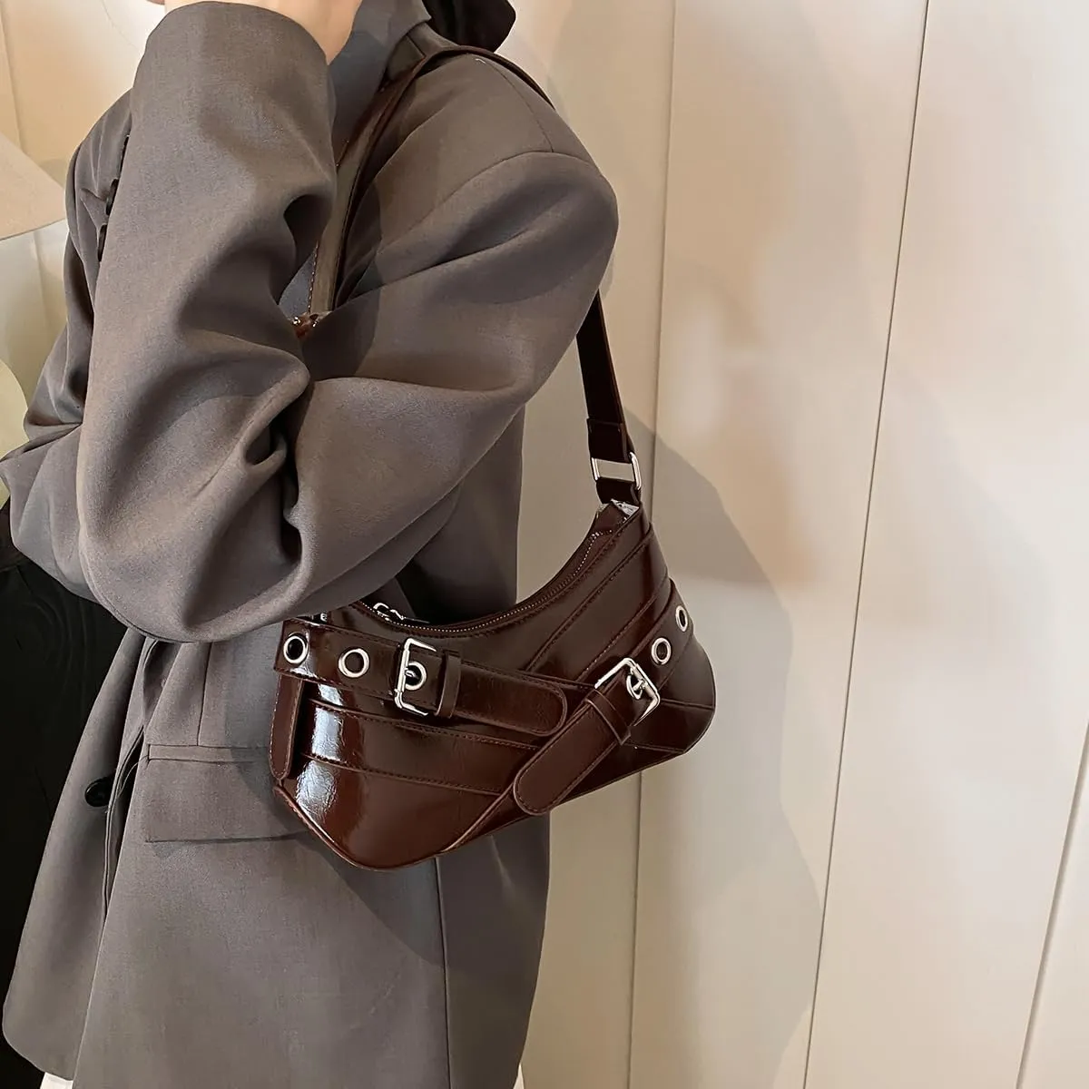 YFGBCX Red Purse for Women Small Shoulder Bag Y2K Trendy Leather Handbag Hobo