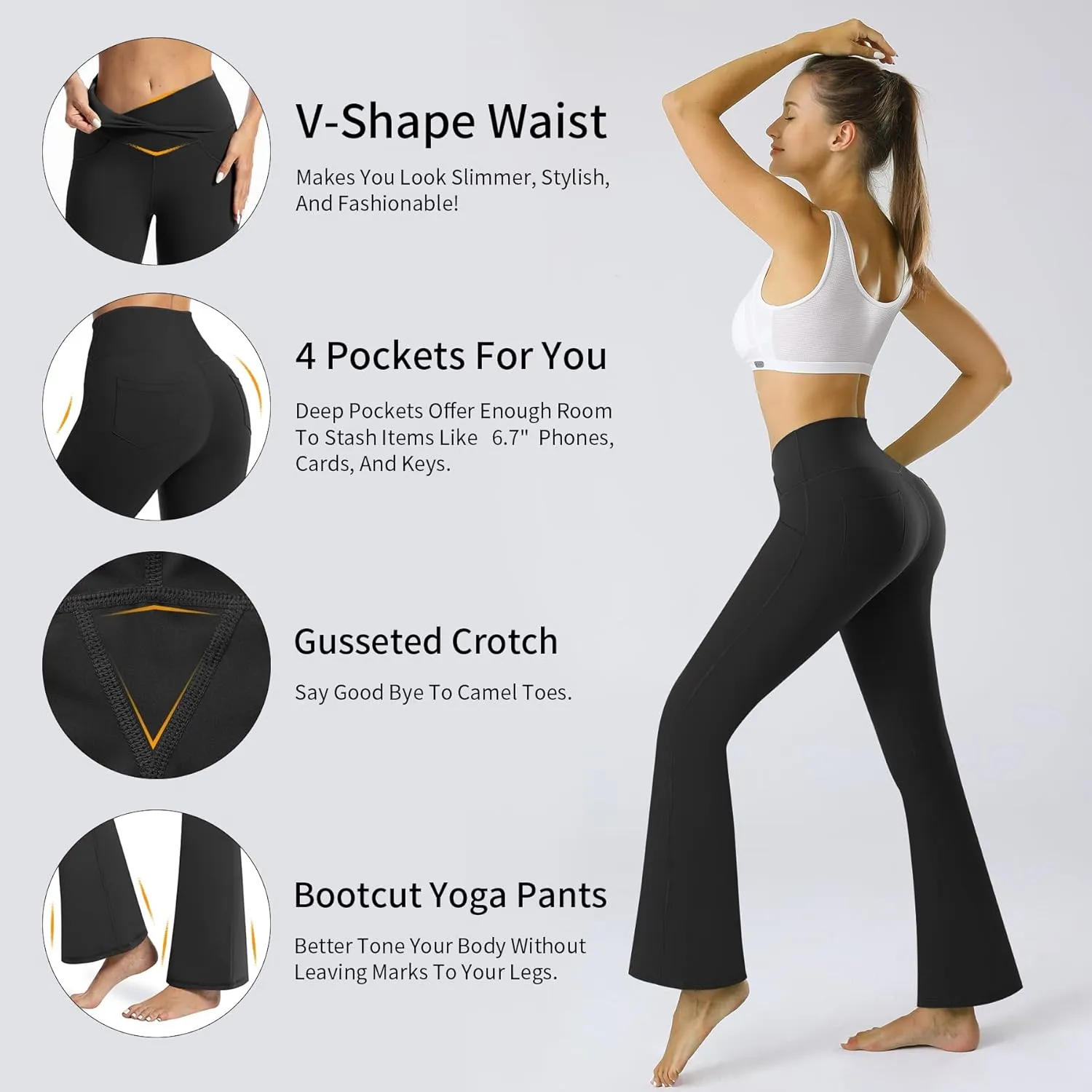 Yoga Pants with Pockets for Women Crossover Flare Leggings Wide Leg Pants for Women Tummy Control