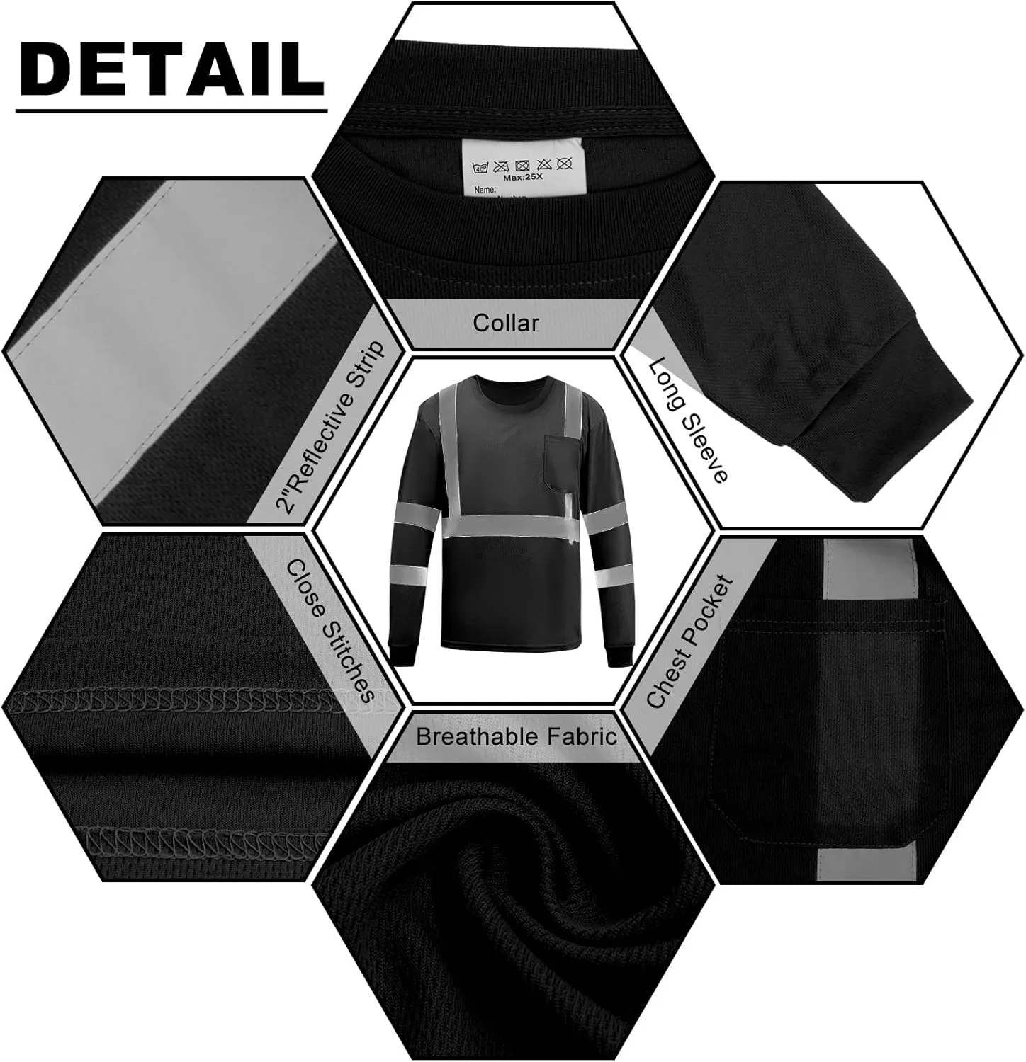 Z&Q LABOR Muti-Pack Safety Shirt High Visibility Work T Shirt Long Sleeve Class 3 Neon Color (S-3XL)