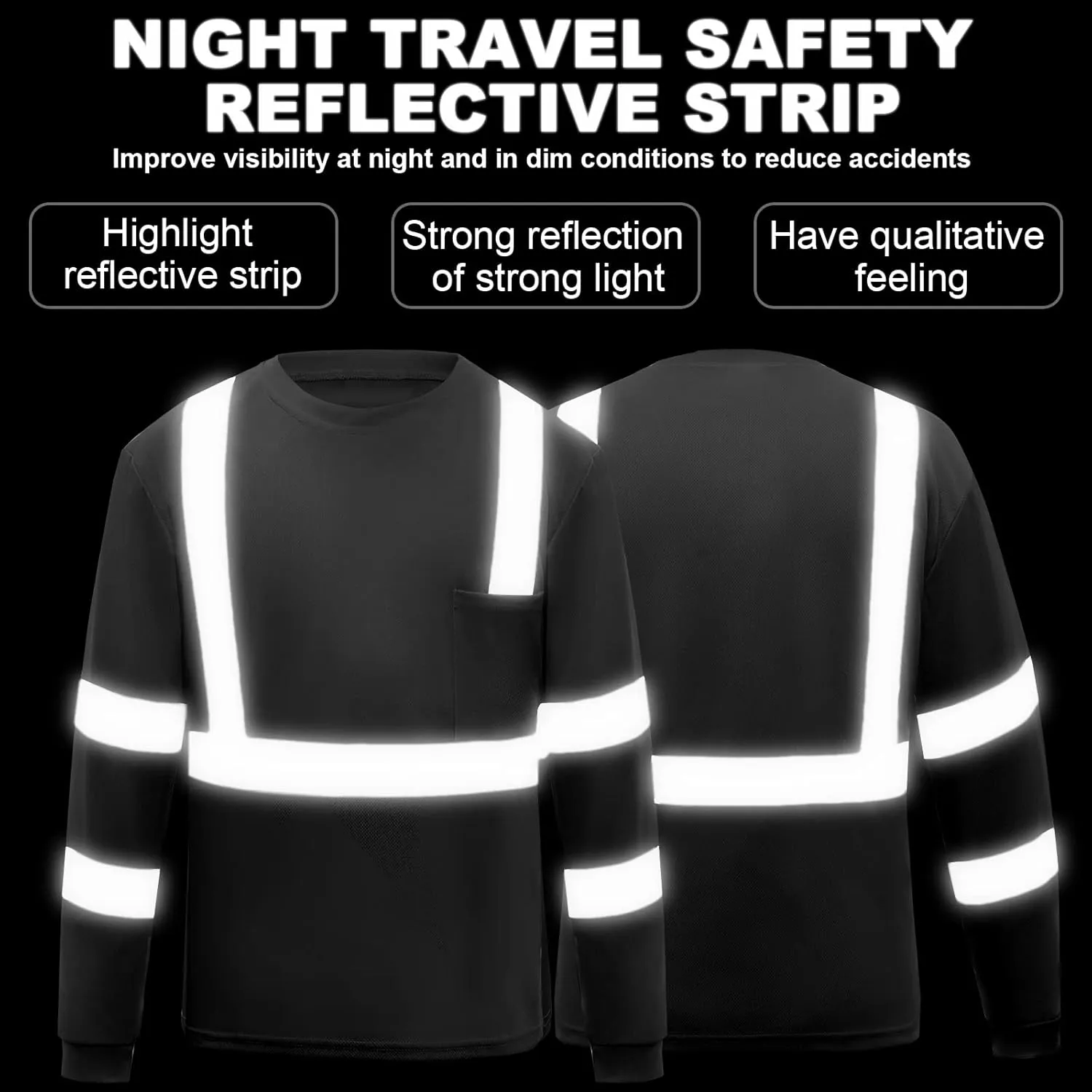 Z&Q LABOR Muti-Pack Safety Shirt High Visibility Work T Shirt Long Sleeve Class 3 Neon Color (S-3XL)