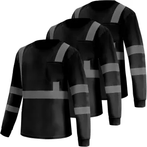 Z&Q LABOR Muti-Pack Safety Shirt High Visibility Work T Shirt Long Sleeve Class 3 Neon Color (S-3XL)