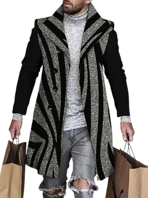 ZOCANIA Men's Plaid Trench Coat Notched Collar Single Breasted Overcoat Formal Vintage Big And Tall Warm Winter Midi Jacket