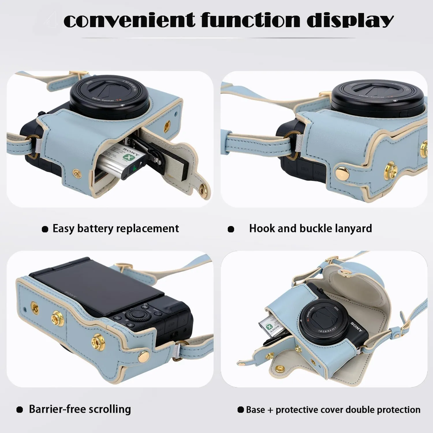 ZV1 Camera Case - Vintage PU Leather Camera Case for Sony ZV1 ZV-1 DSLR Camera Protective Leather Camera Case Bag with Camera Shoulder Strap (blue)