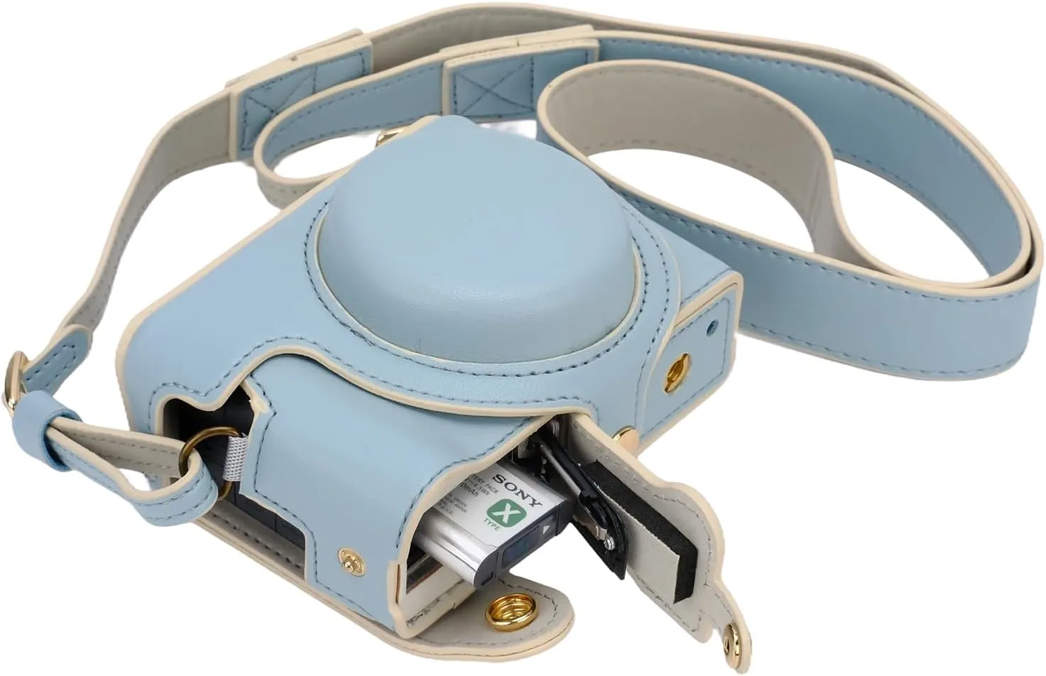 ZV1 Camera Case - Vintage PU Leather Camera Case for Sony ZV1 ZV-1 DSLR Camera Protective Leather Camera Case Bag with Camera Shoulder Strap (blue)